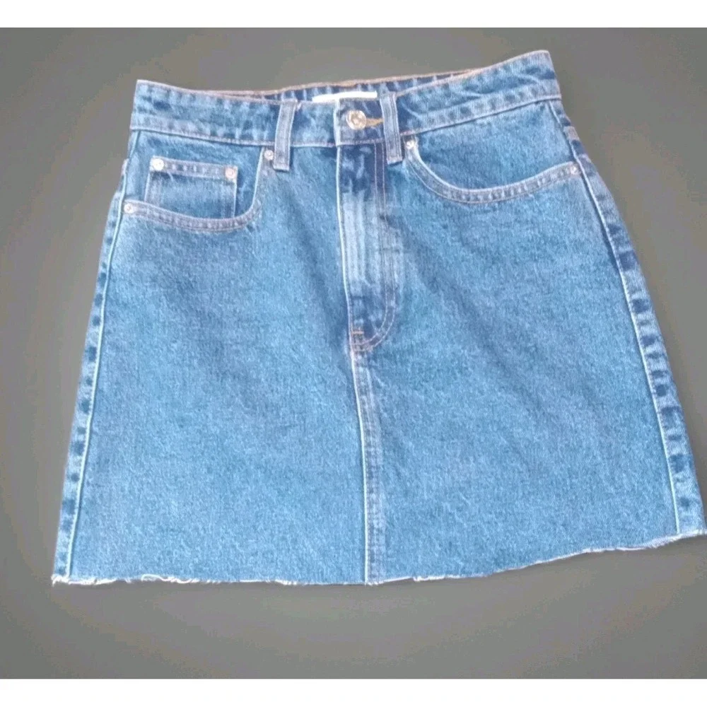 Zara Trafaluc Woman's Denim Jean Skirt XS Blue Streetwear Y2K Cowgirl Western‎